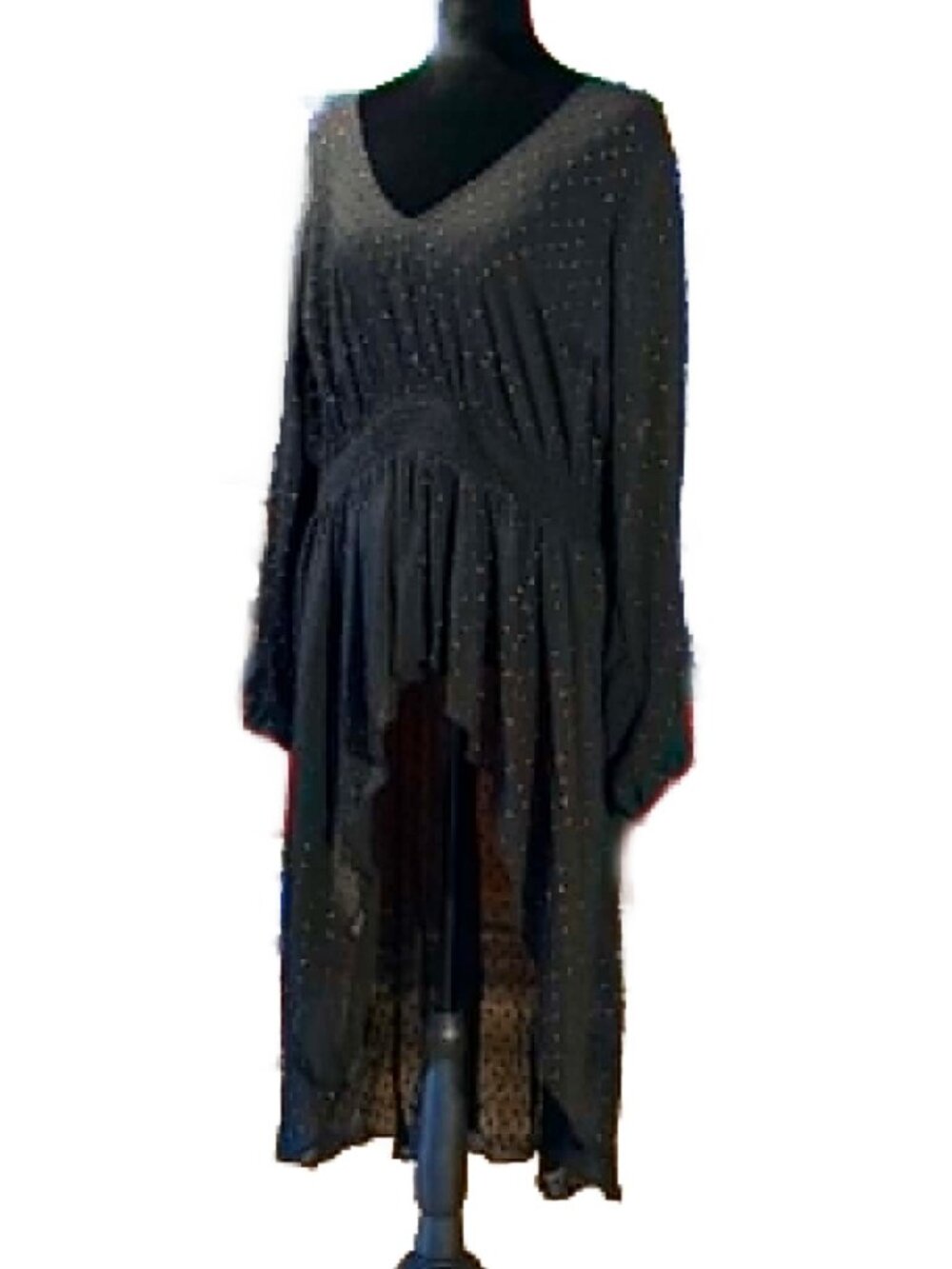 Torrid Black Metallic Shimmer Handkerchief Hem Tunic Dress Plus Size 1